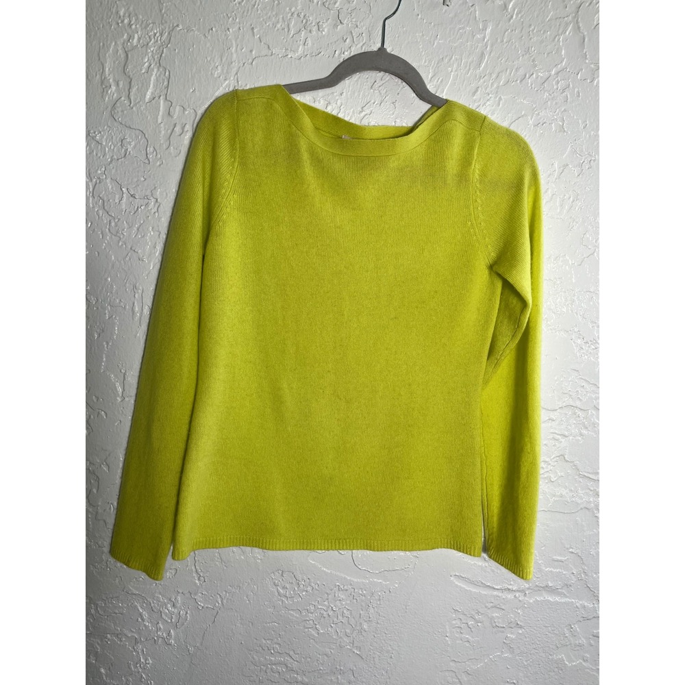 Peck & Peck 100% Cashmere Sweater Women's Small Lime Green Crewneck Pullover